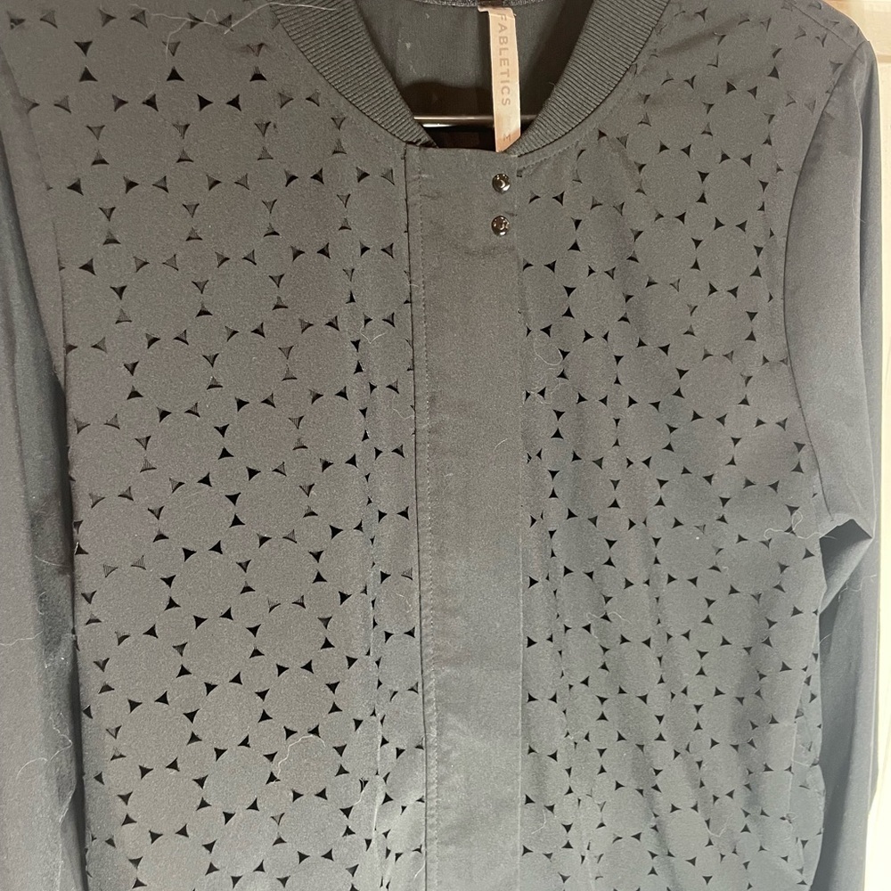 Fabletics Dark black laser Cut-Out Utility Jacket
